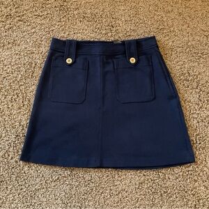 Navy Blue A Line Mini Skirt, Buttons, Pockets, Women’s Medium, Mod 60’s Inspired